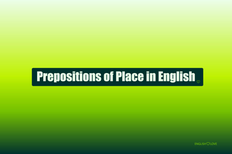 Poster for Prepositions of Place in English